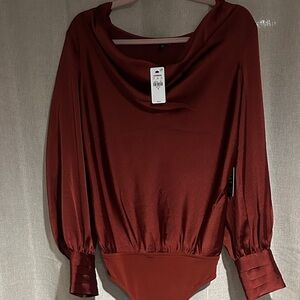 Express Rust Draped Bodysuit